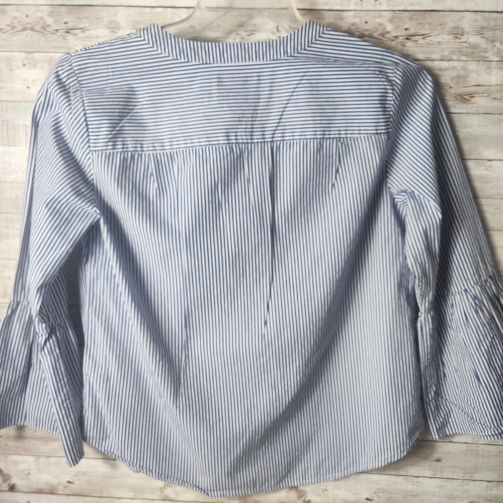 J. Crew Light Blue Striped Blouse - Picture 3 of 5